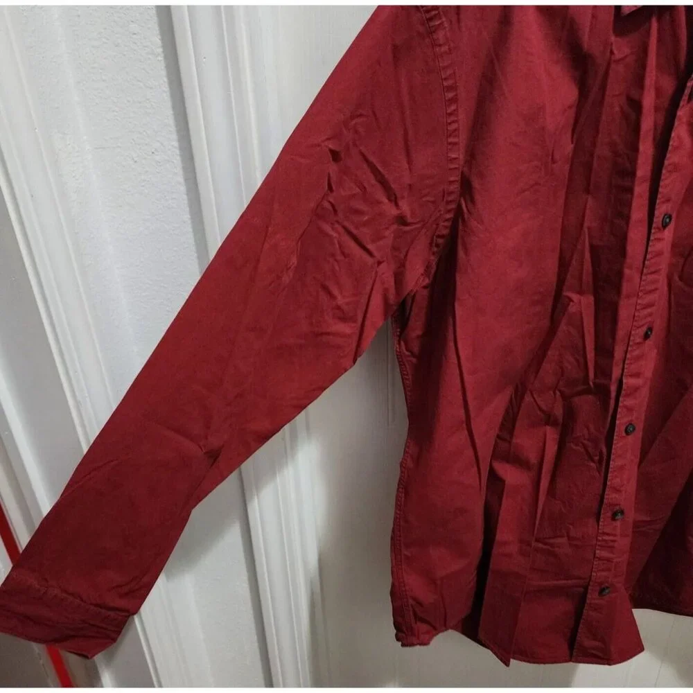 Banana Republic Stretch Classic Red Long Sleeve Button Up Shirt Size Large‎